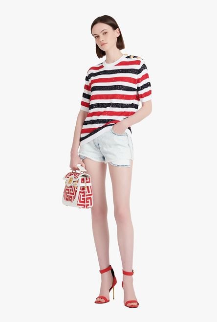 HIGH SUMMER CAPSULE- Light blue denim high-waisted shorts - 2