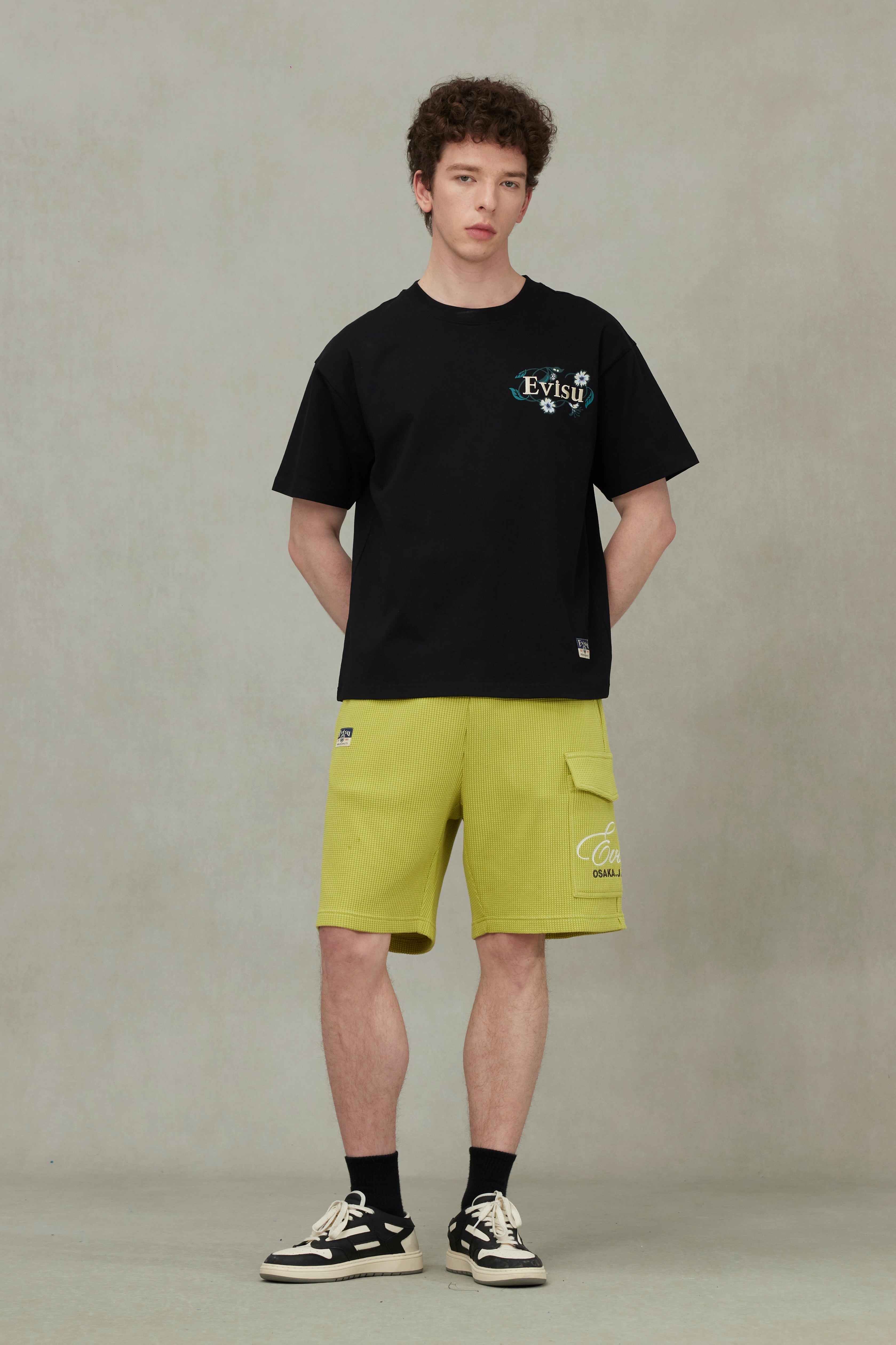 Floral Daicock and Logo Embroidery Loose Fit T-Shirt - 3
