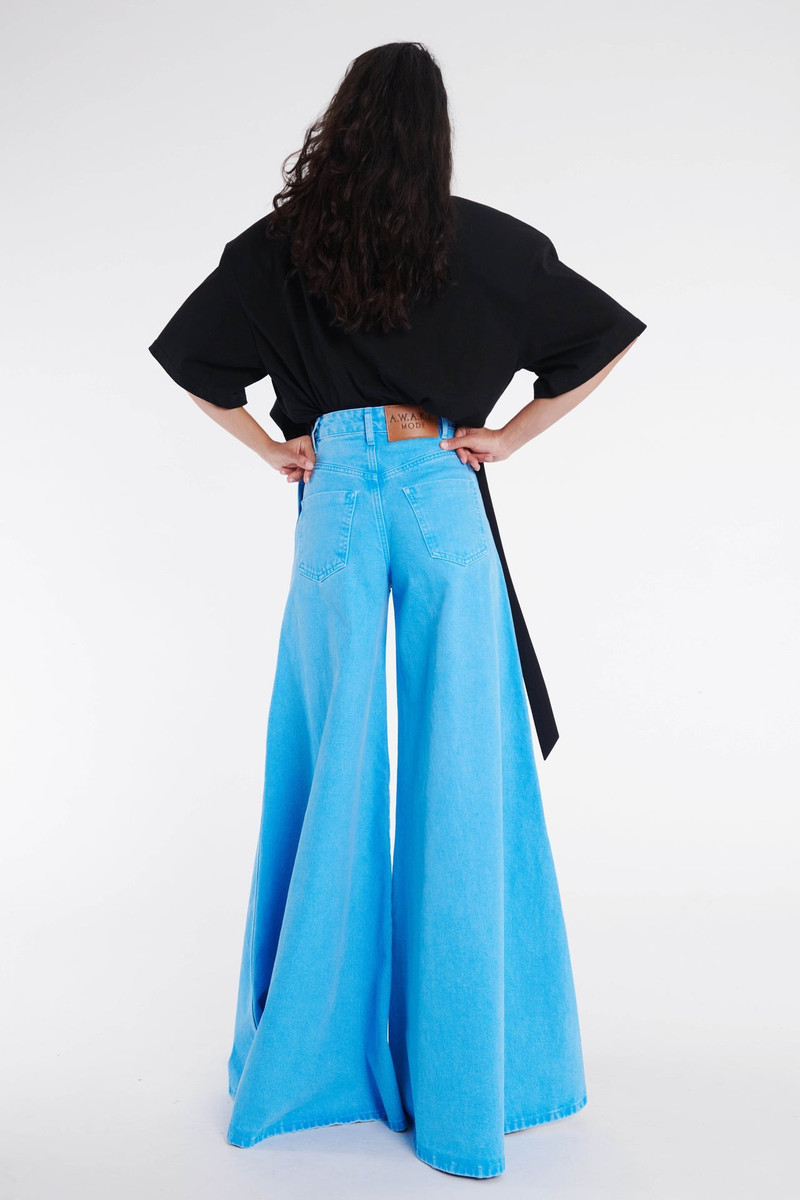 SUPER WIDE LEG MIRROR JEANS BRIGHT BLUE 2