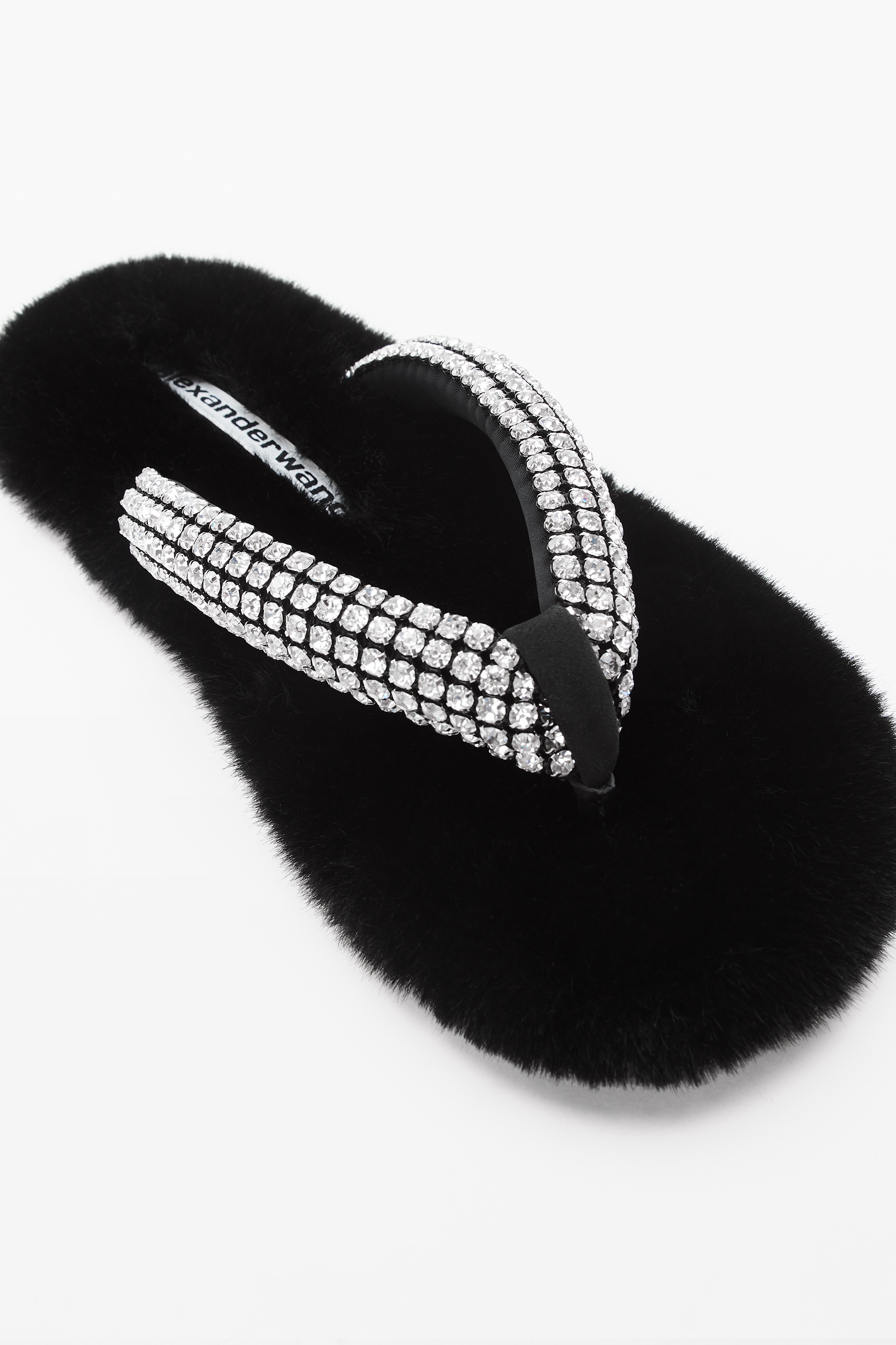 MOTEL SLIPPER THONG IN CRYSTAL FAUX FUR - 2