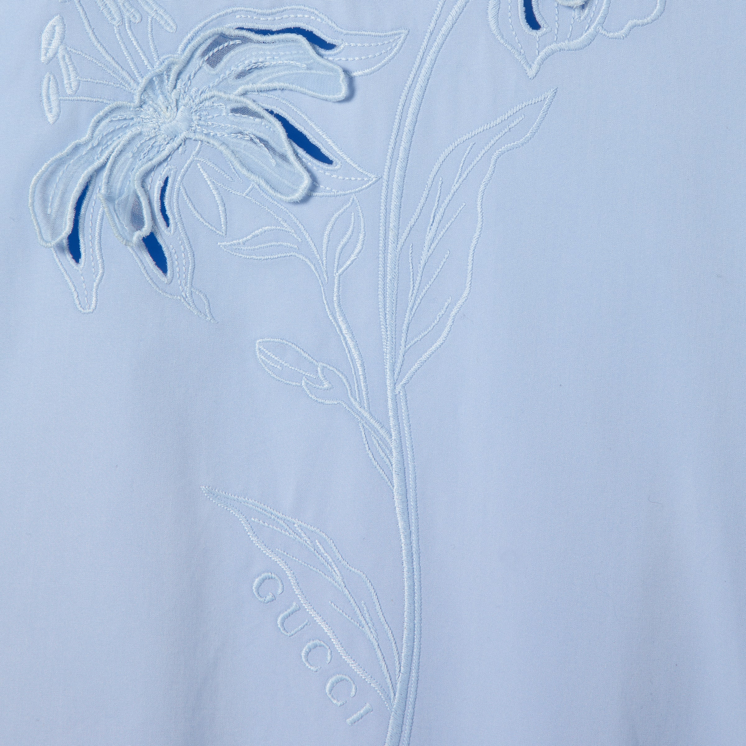 Cotton poplin shirt with embroidery - 7