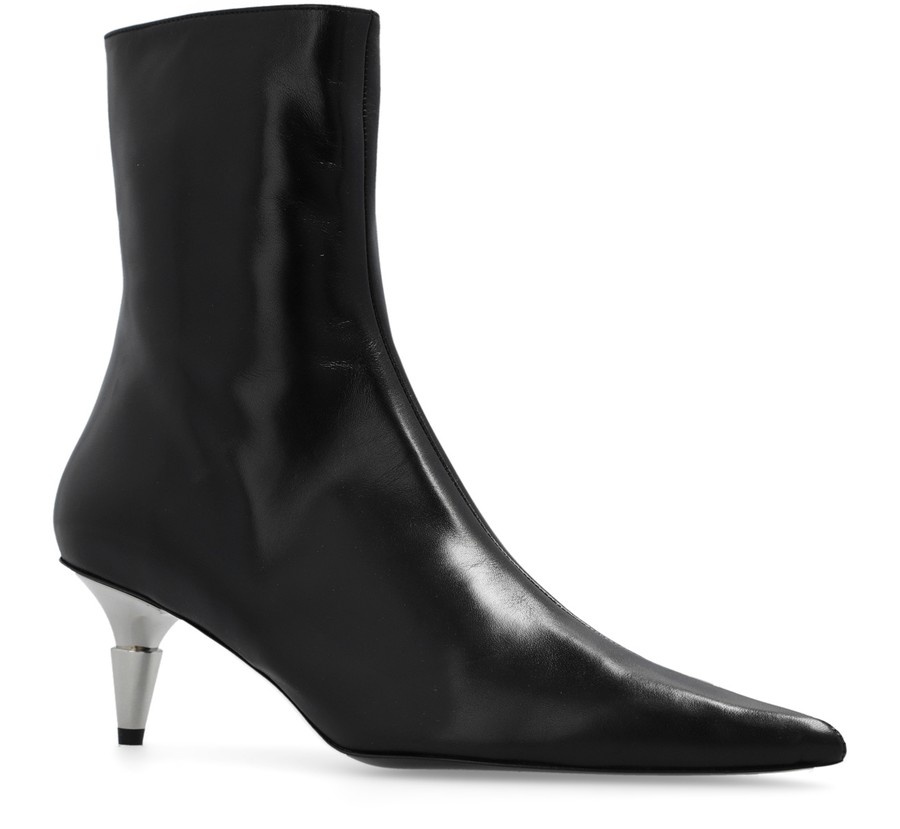 Spike heeled ankle boots in leather - 3