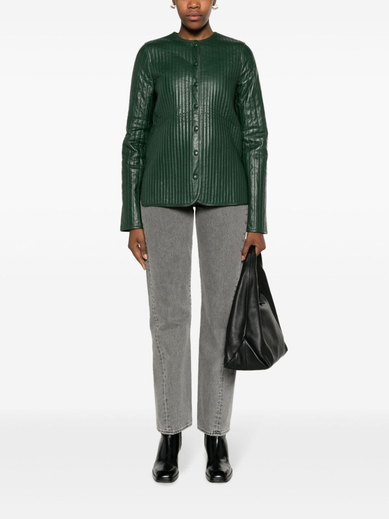 Totême quilted press-stud leather jacket outlook