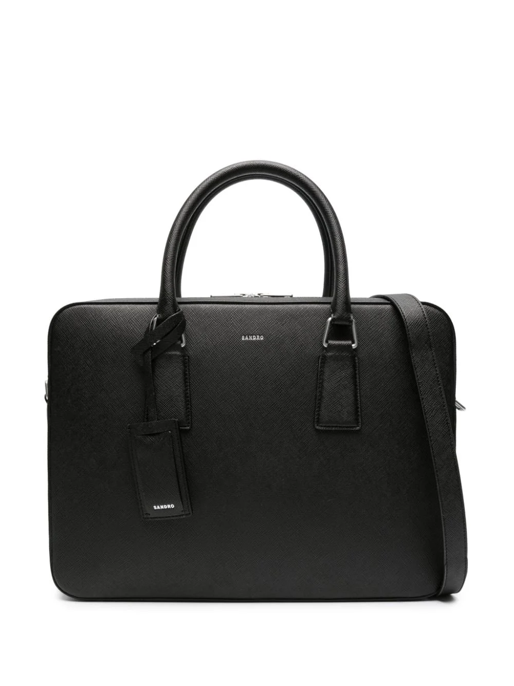 logo-print Saffiano leather briefcase - 1