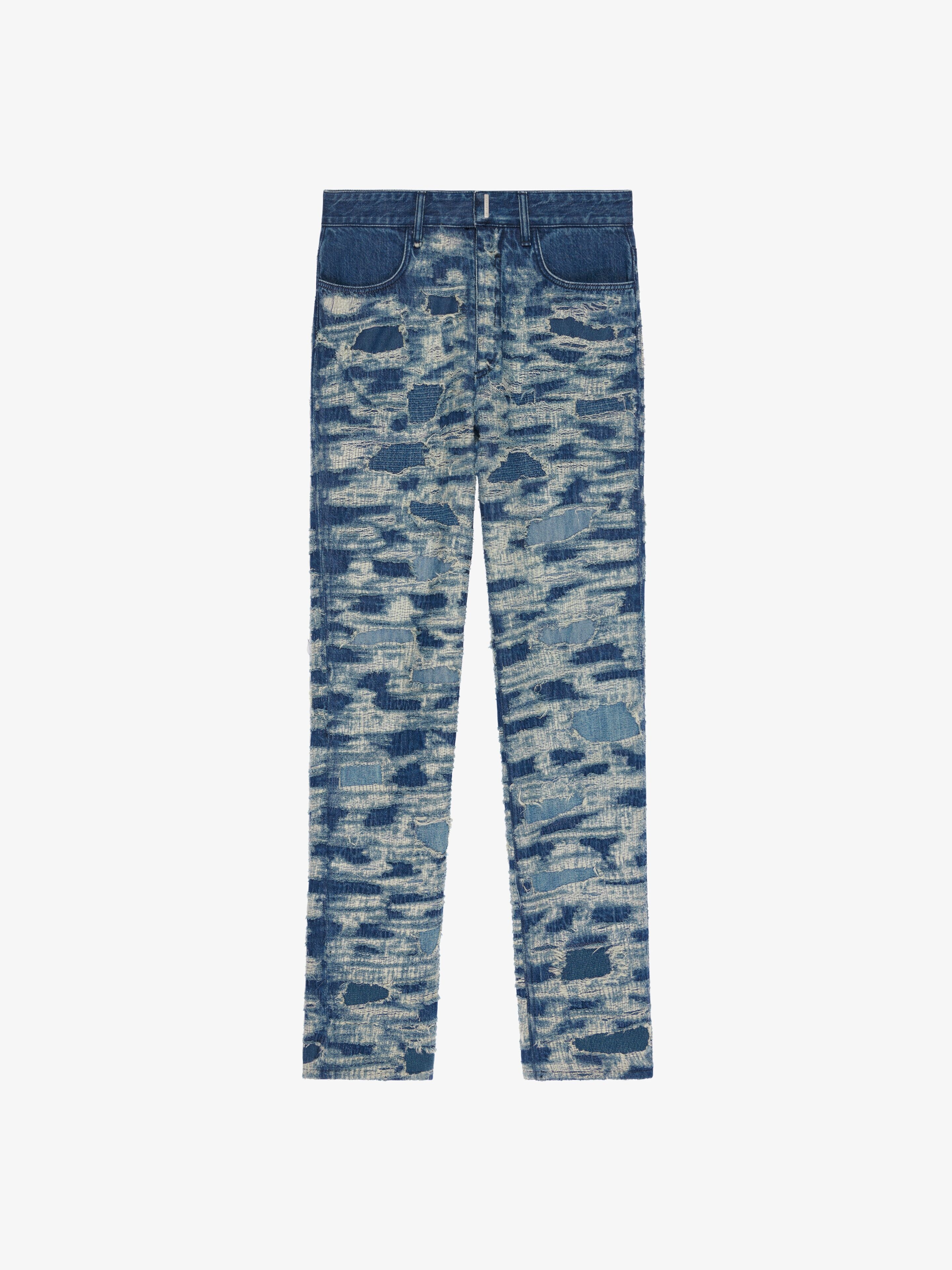 SLIM JEANS IN DESTROYED DENIM - 1
