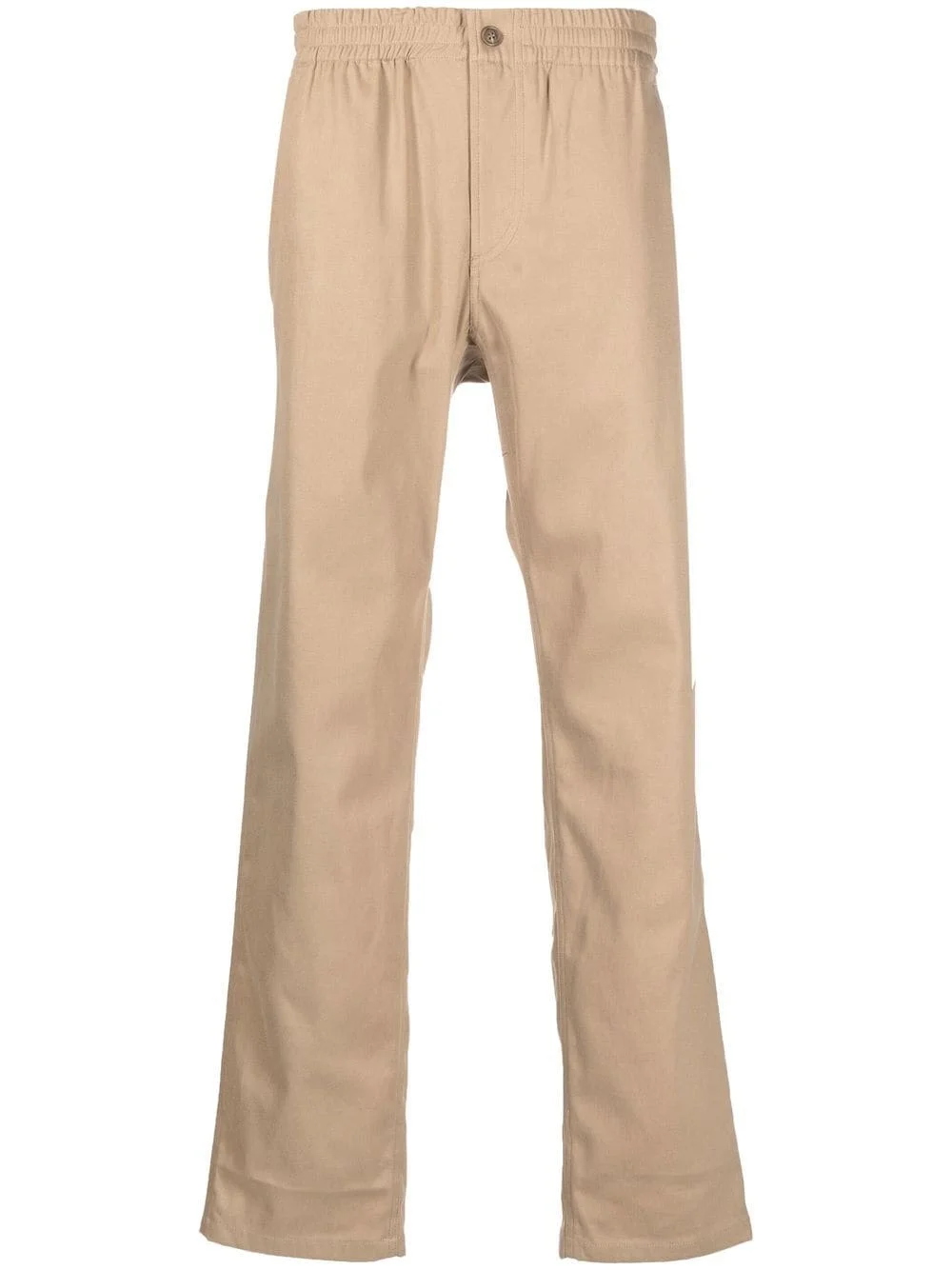 elasticated-waist straight-leg trousers - 1