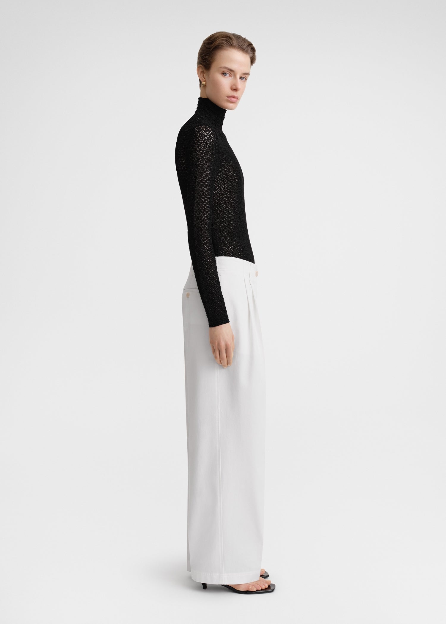 High-neck crochet top black - 3
