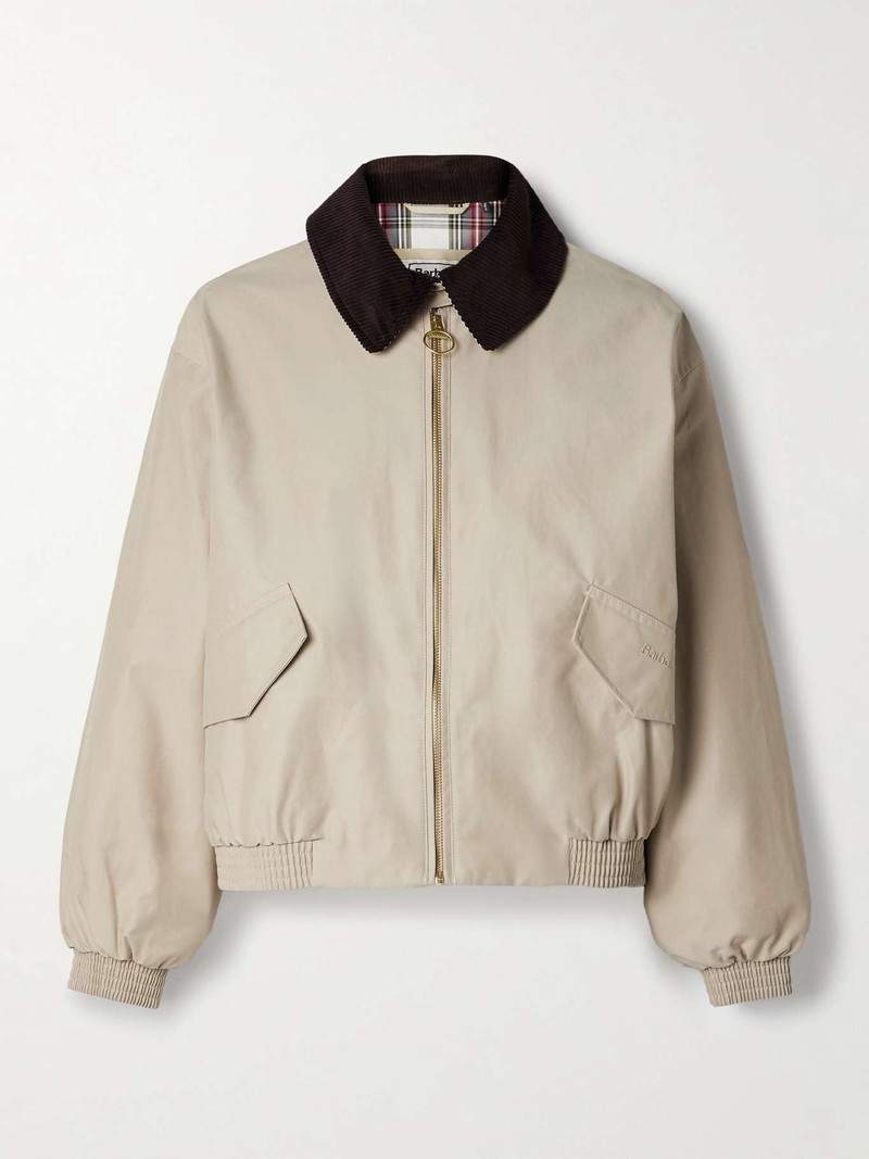 + Alexa Chung Anna corduroy-trimmed cotton-blend jacket Sand 1