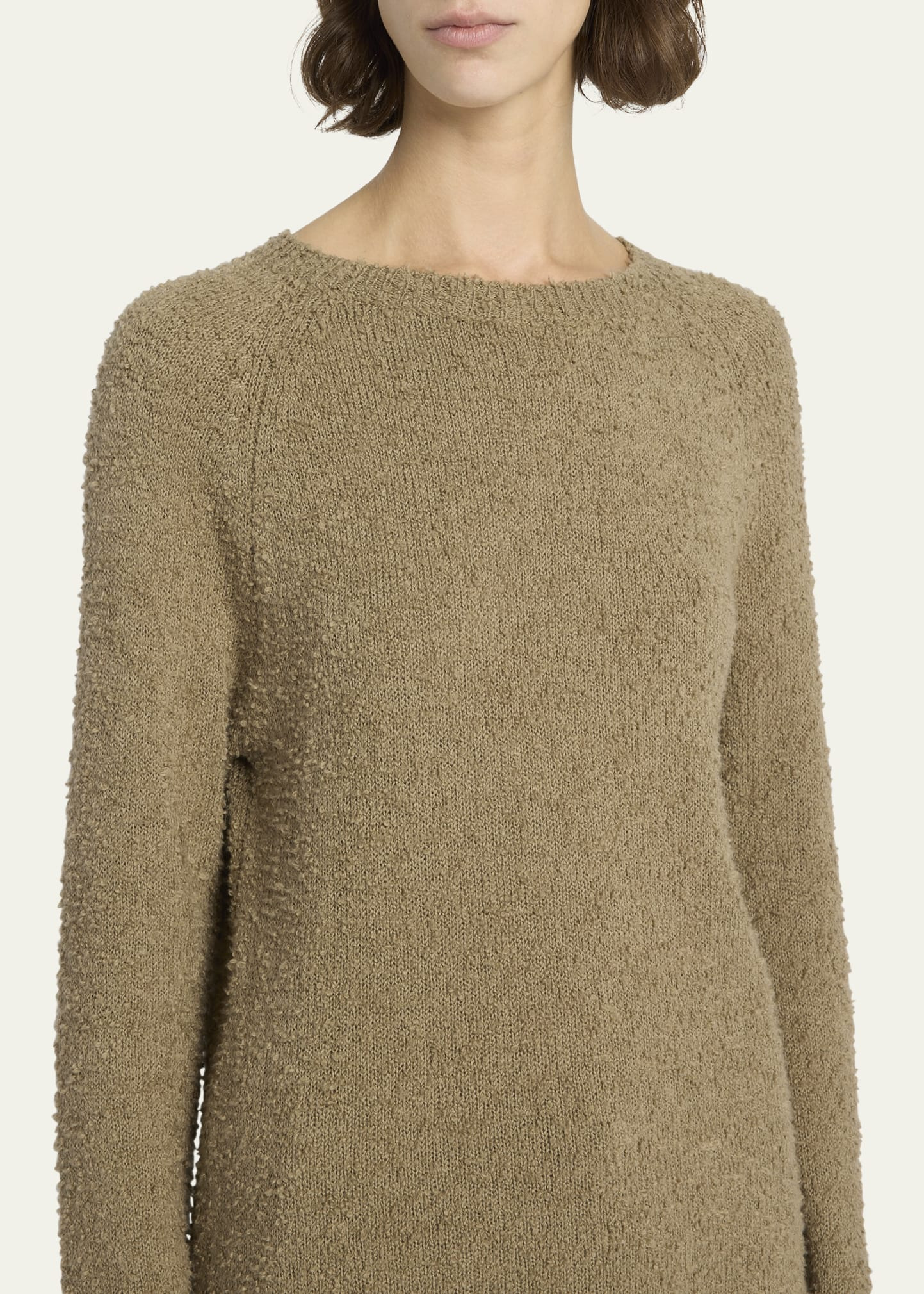 Kathy Raglan-Sleeve Boucle Knit Sweater - 5