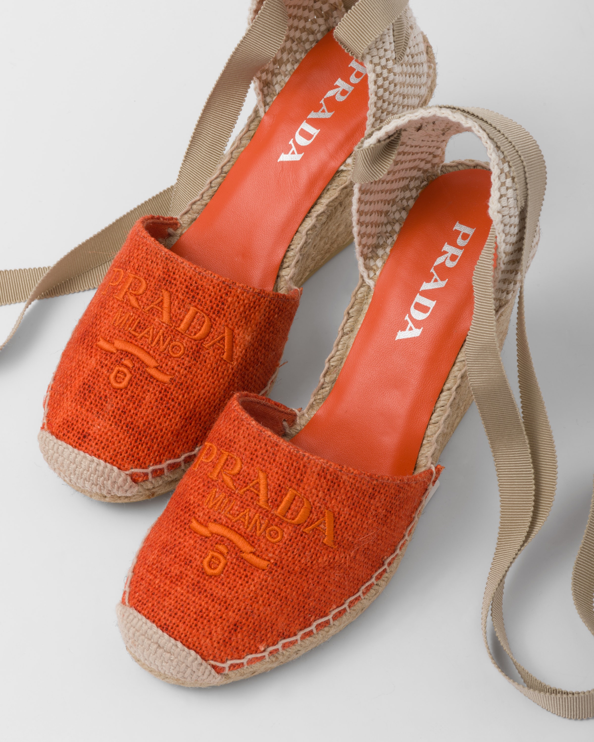 Linen espadrille wedge sandals - 6