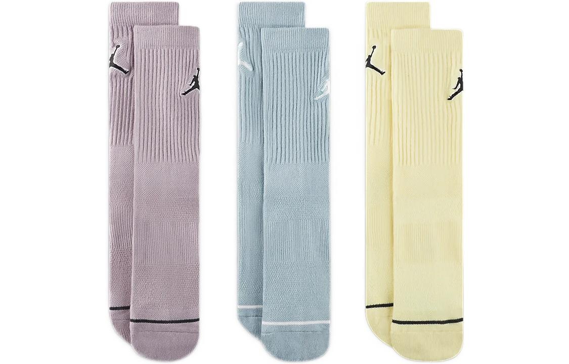 Air Jordan Everyday Max Crew Basketball Socks 'Lilac Blue Yellow' SX5545-917 - 3