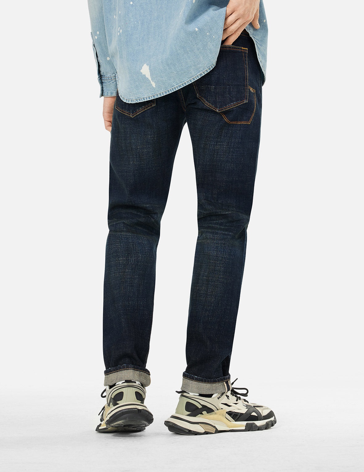 Multi-pocket Dark-toned Washed Slim Fit Jeans #2010 - 11