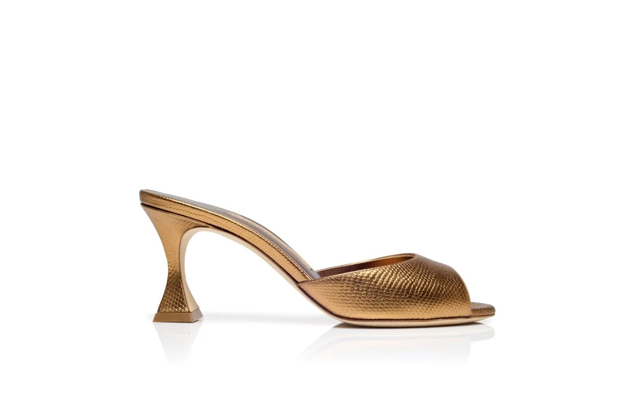 Bronze Calf Leather Open Toe Mules - 1