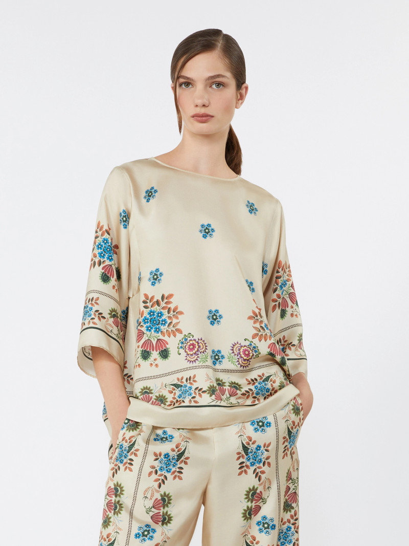 SAMBA Printed silk twill blouse - IVORY 5