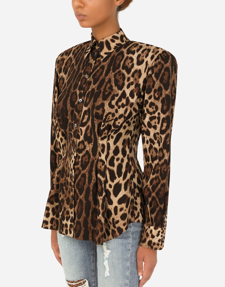 Leopard-print charmeuse shirt - 4