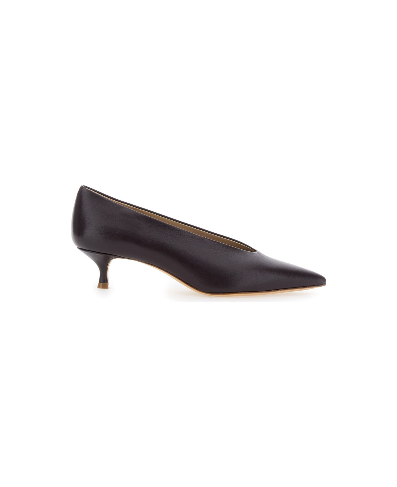 Violet Pumps With Pointed Toe And Low Heel In Leather Woman - 1