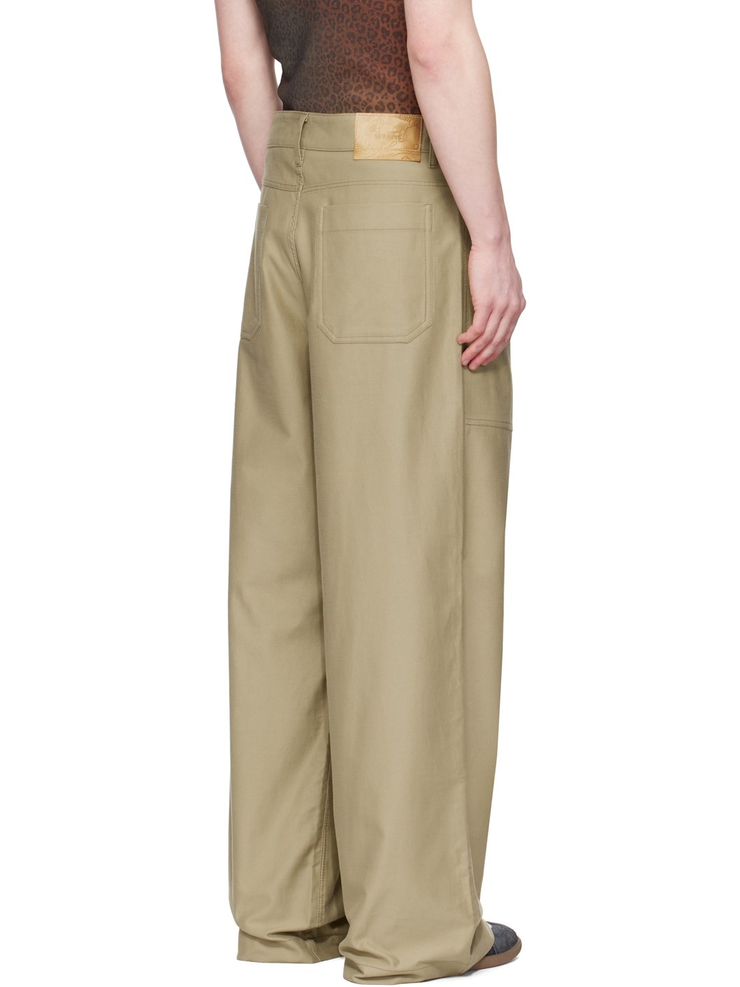 Beige Wide Sailor Trousers - 3