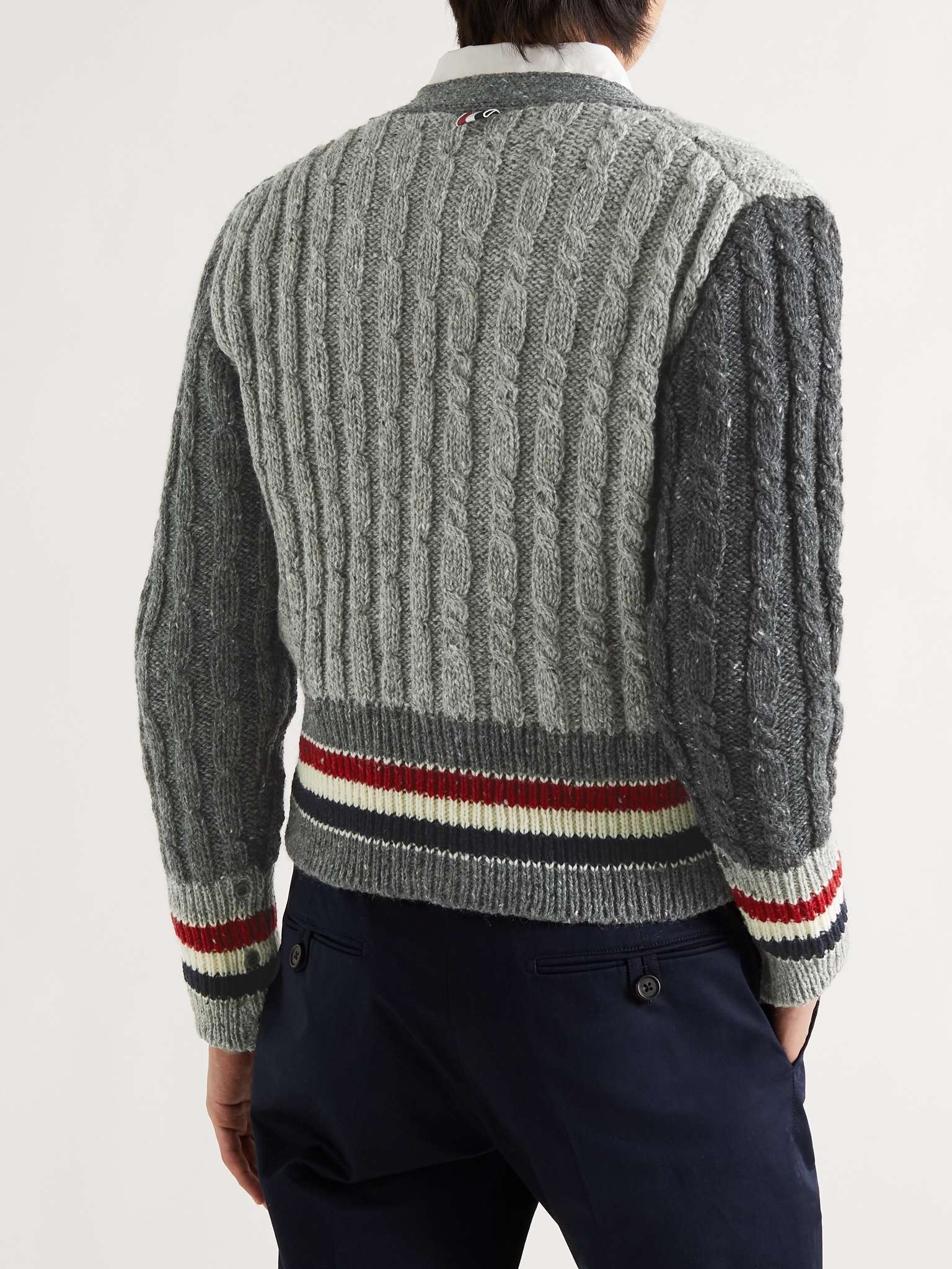 Stripe-Trimmed Cable-Knit Wool and Mohair-Blend Cardigan - 4