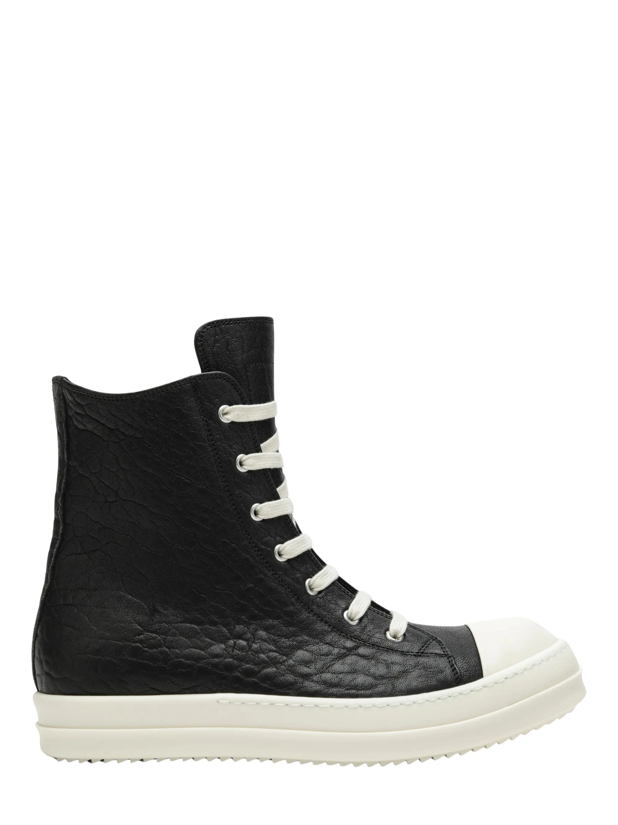 Black high-top sneakers in textured leather - 1