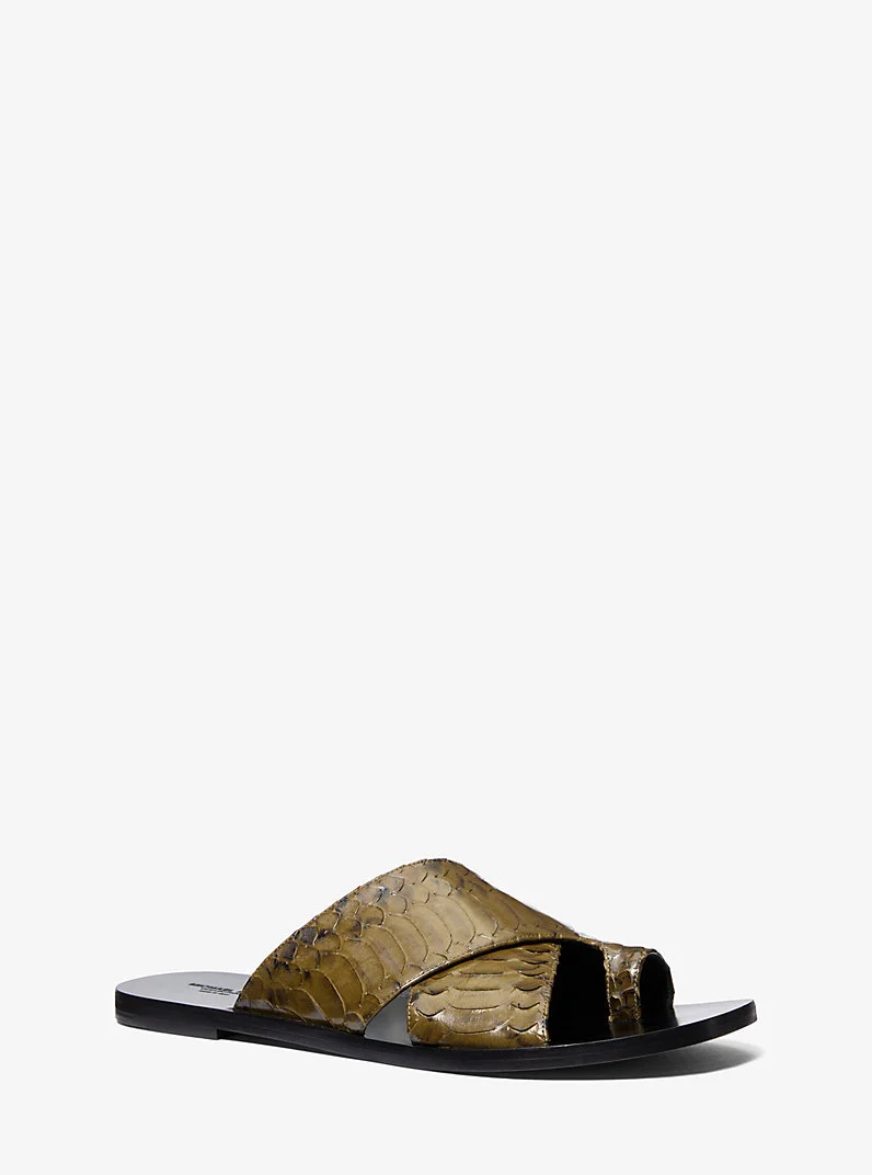 Mackenzie Snake Embossed Leather Sandal - 1