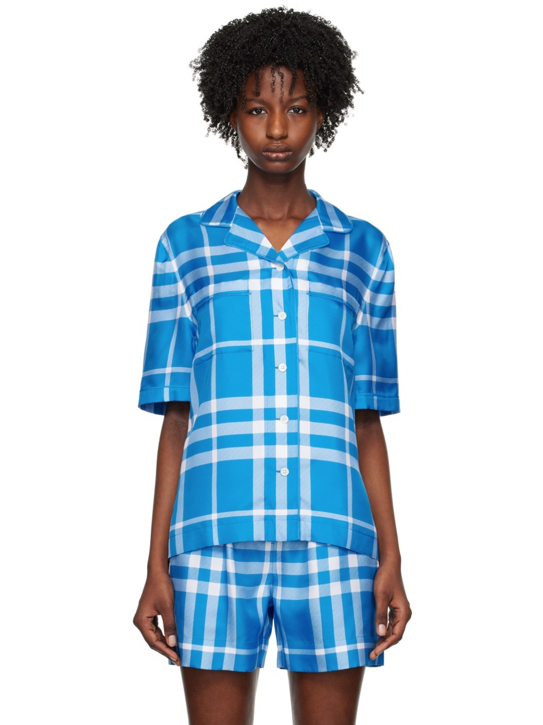 Blue Exaggerated Check Shirt - 1