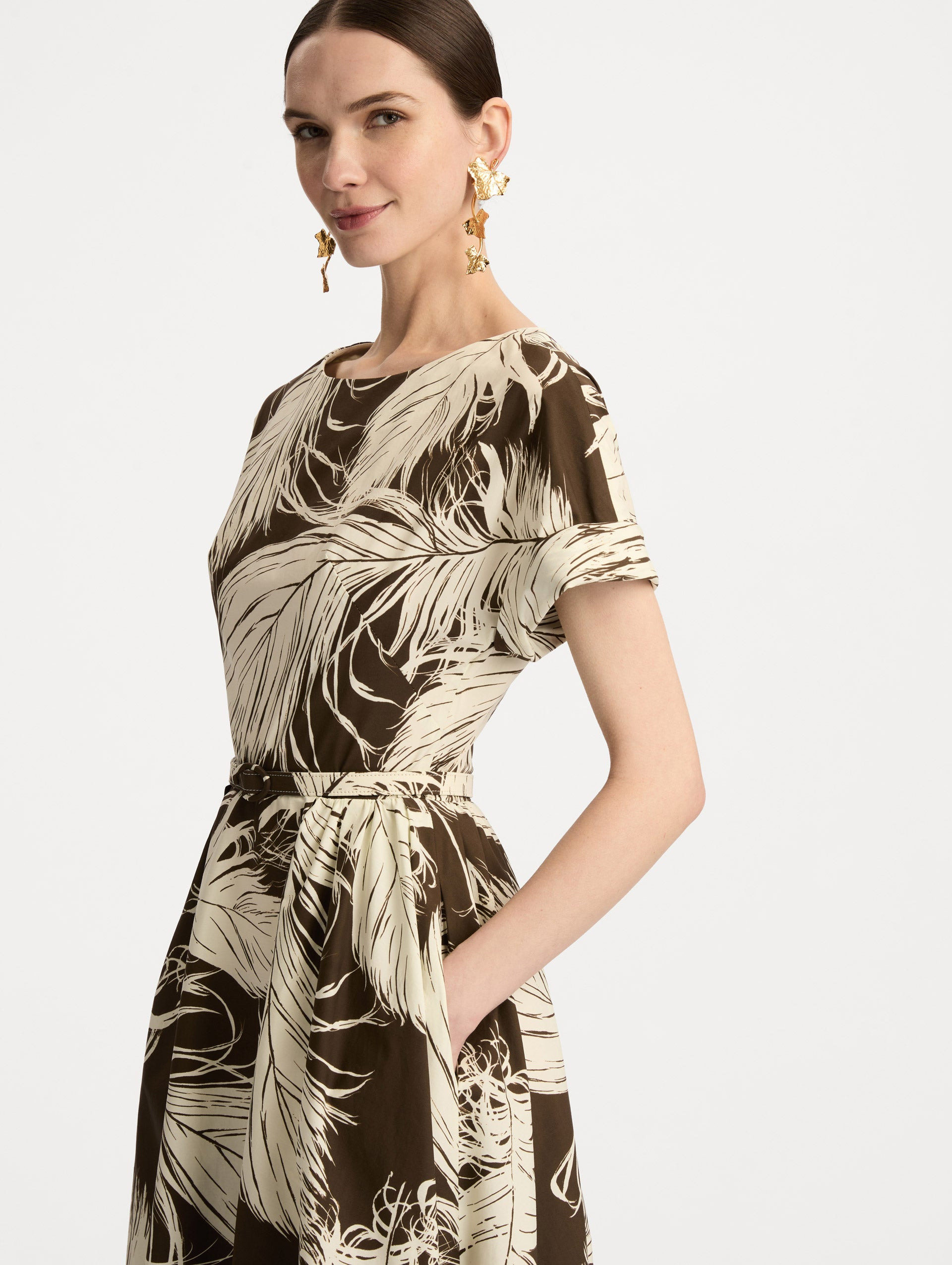 FEATHER COTTON POPLIN DRESS - 5