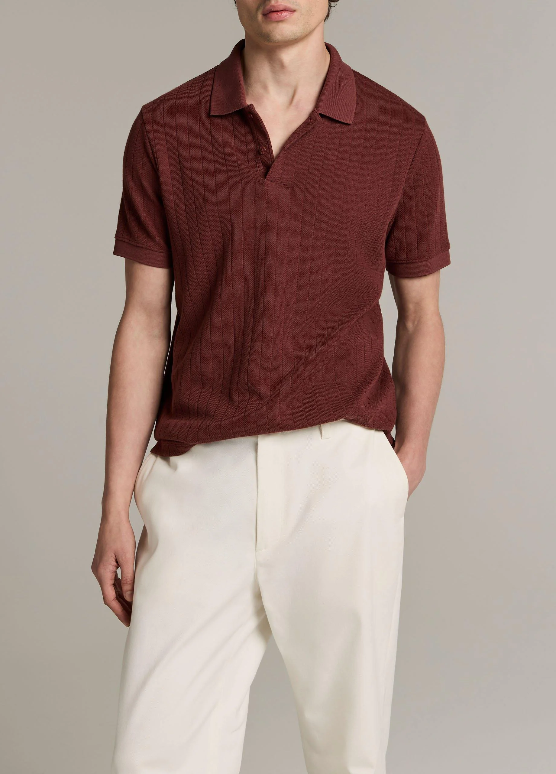Drop-Needle Stripe Pima Cotton Polo Shirt - 1