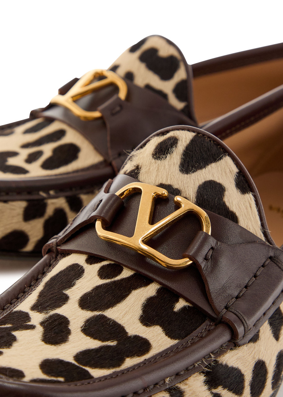 Valentino Vlogo Leopard-print Calf-hair Loafers - 4