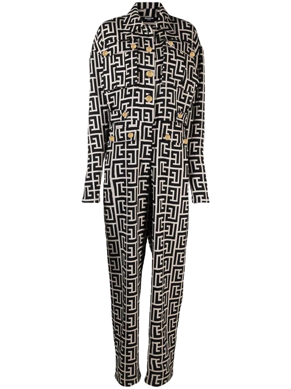 monogram-pattern buttoned jumpsuit - 1