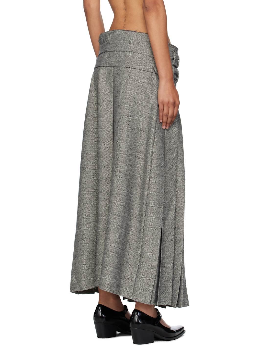 Gray Double Belted Maxi Skirt - 3