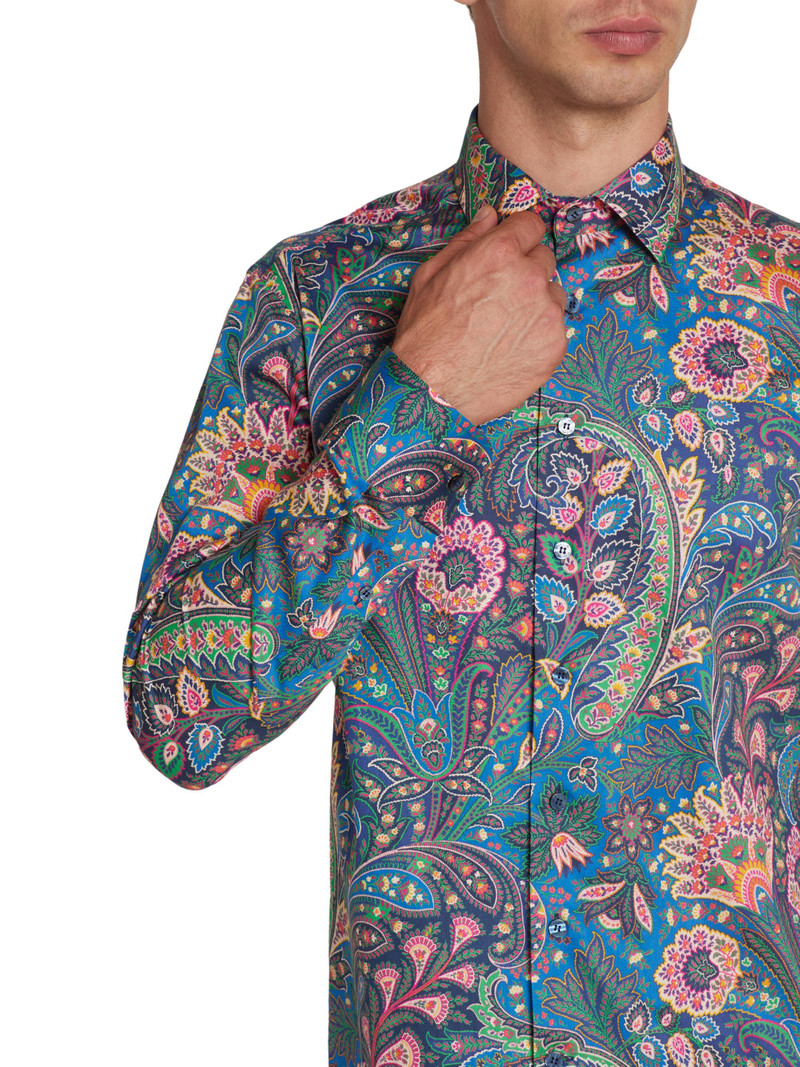 Men's Roma Paisley Cotton Button-Front Shirt - Stampa Blue 6