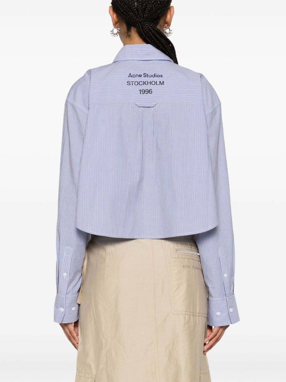 striped cropped cotton shirt - 4