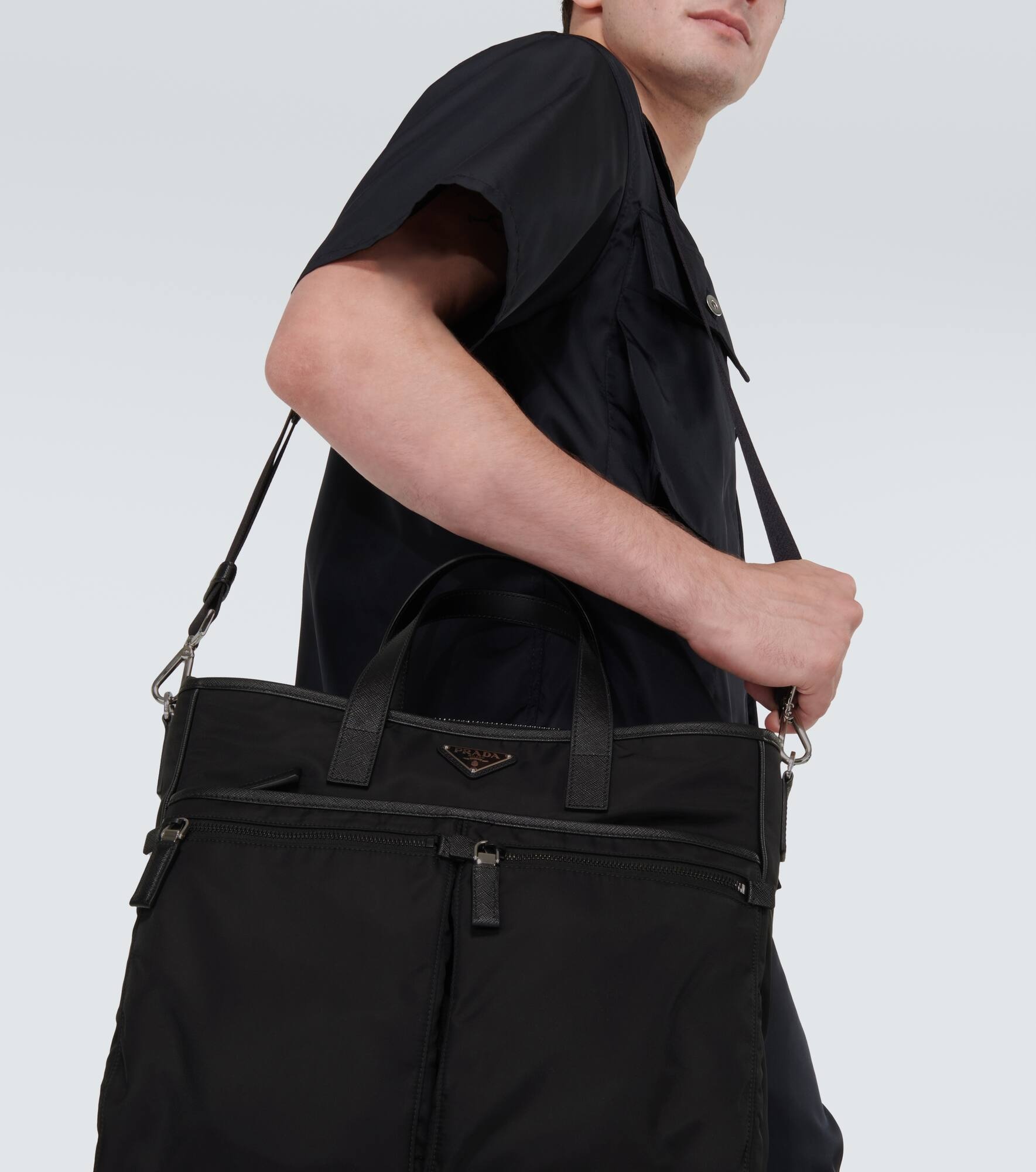 Re-Nylon leather-trimmed tote bag - 3