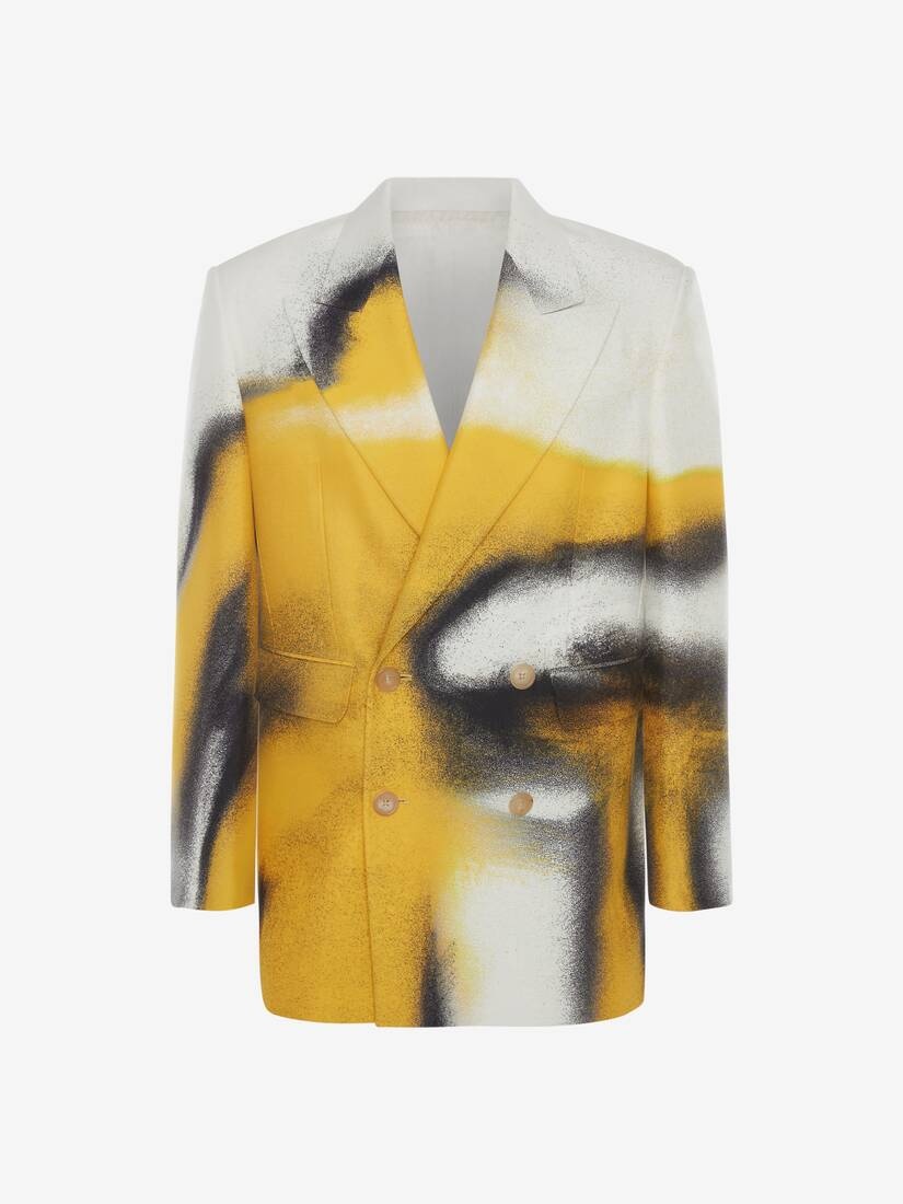 Men's Silhouette Double-breasted Jacket in Ivory/yellow - 1