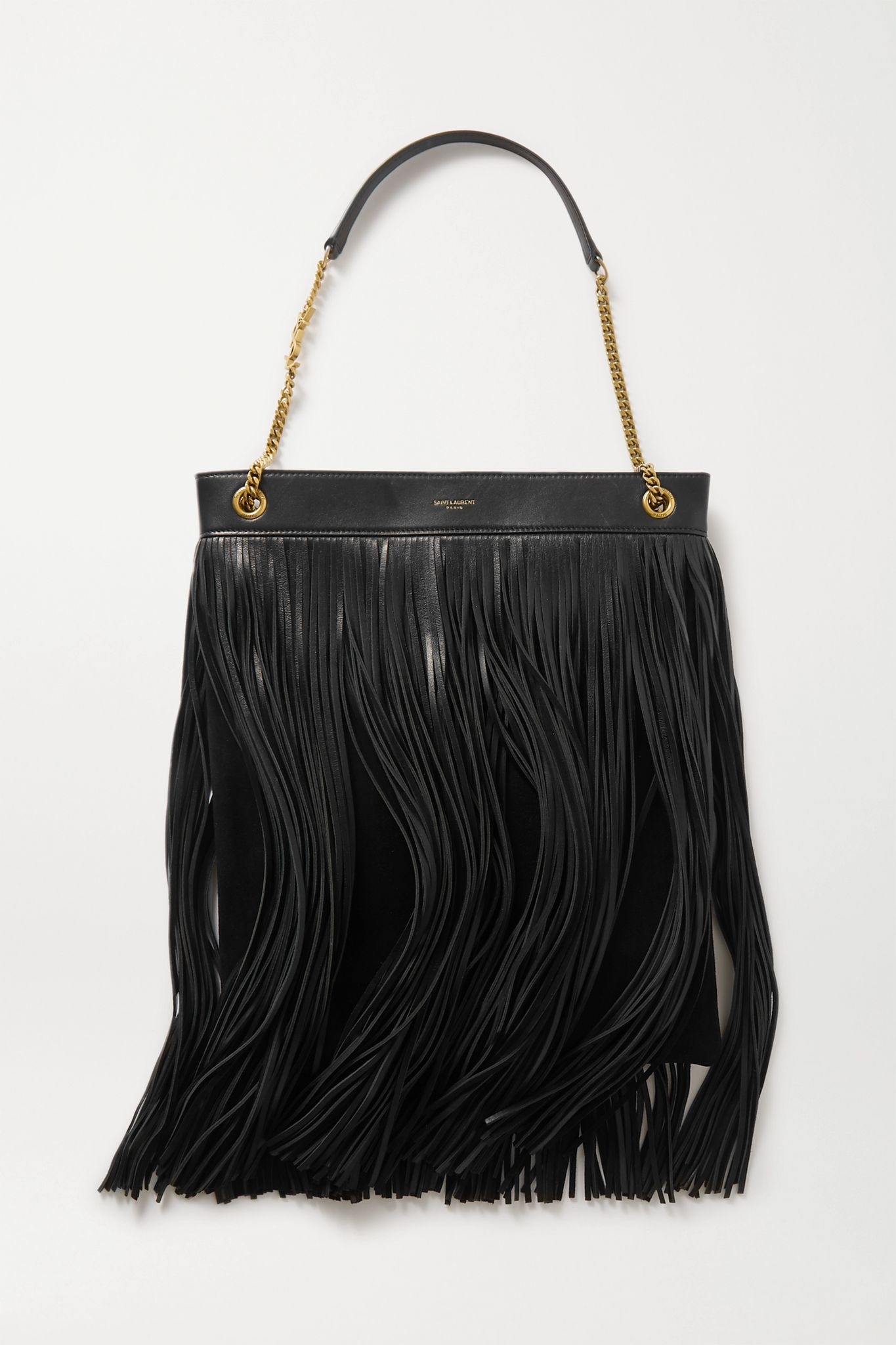 Grace large fringed leather and suede shoulder bag - 1