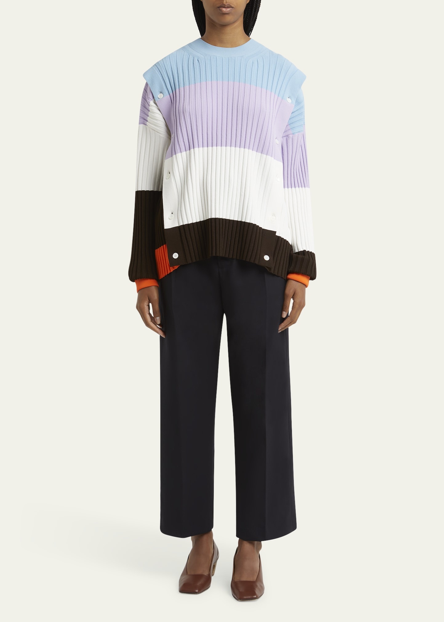 Detachable Ribbed Button Sweater - 2