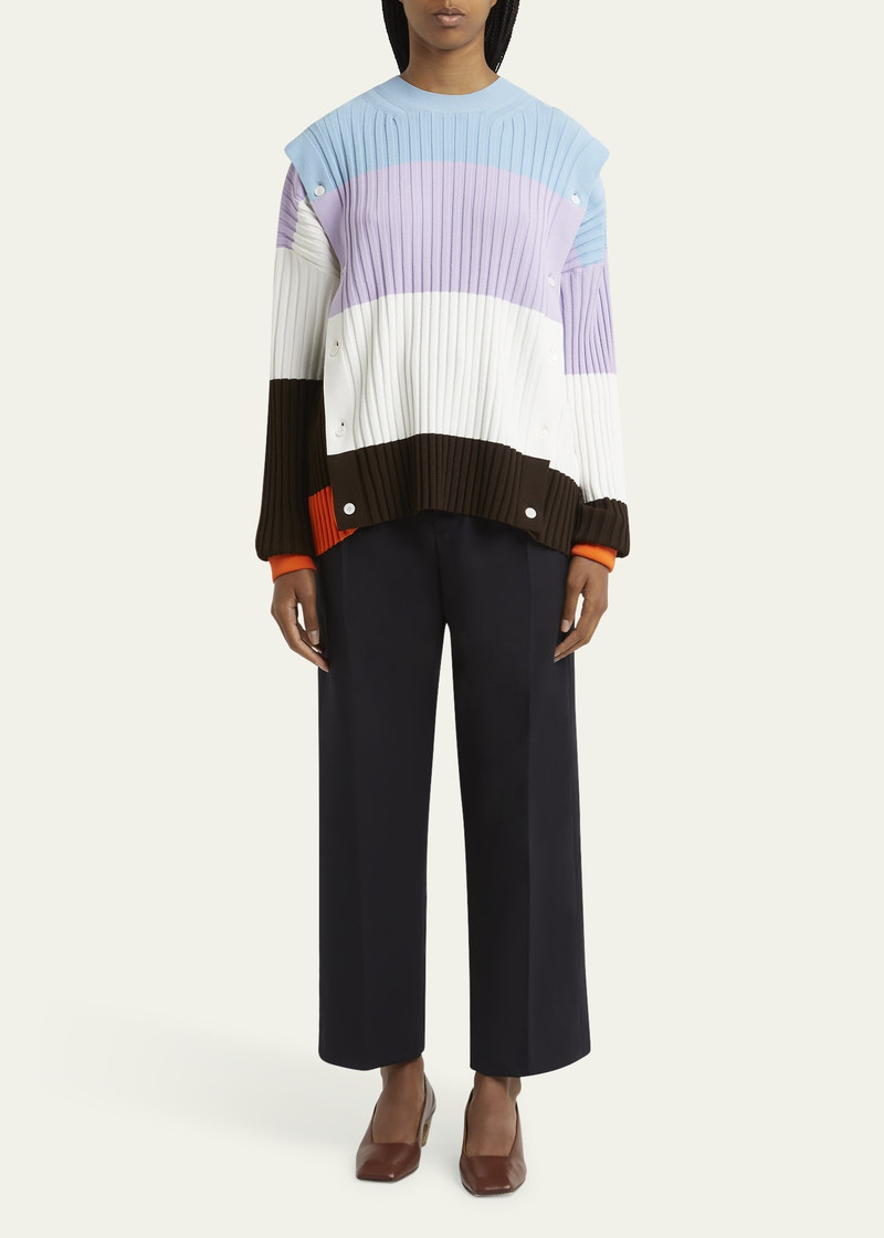 SETCHU Detachable Ribbed Button Sweater outlook