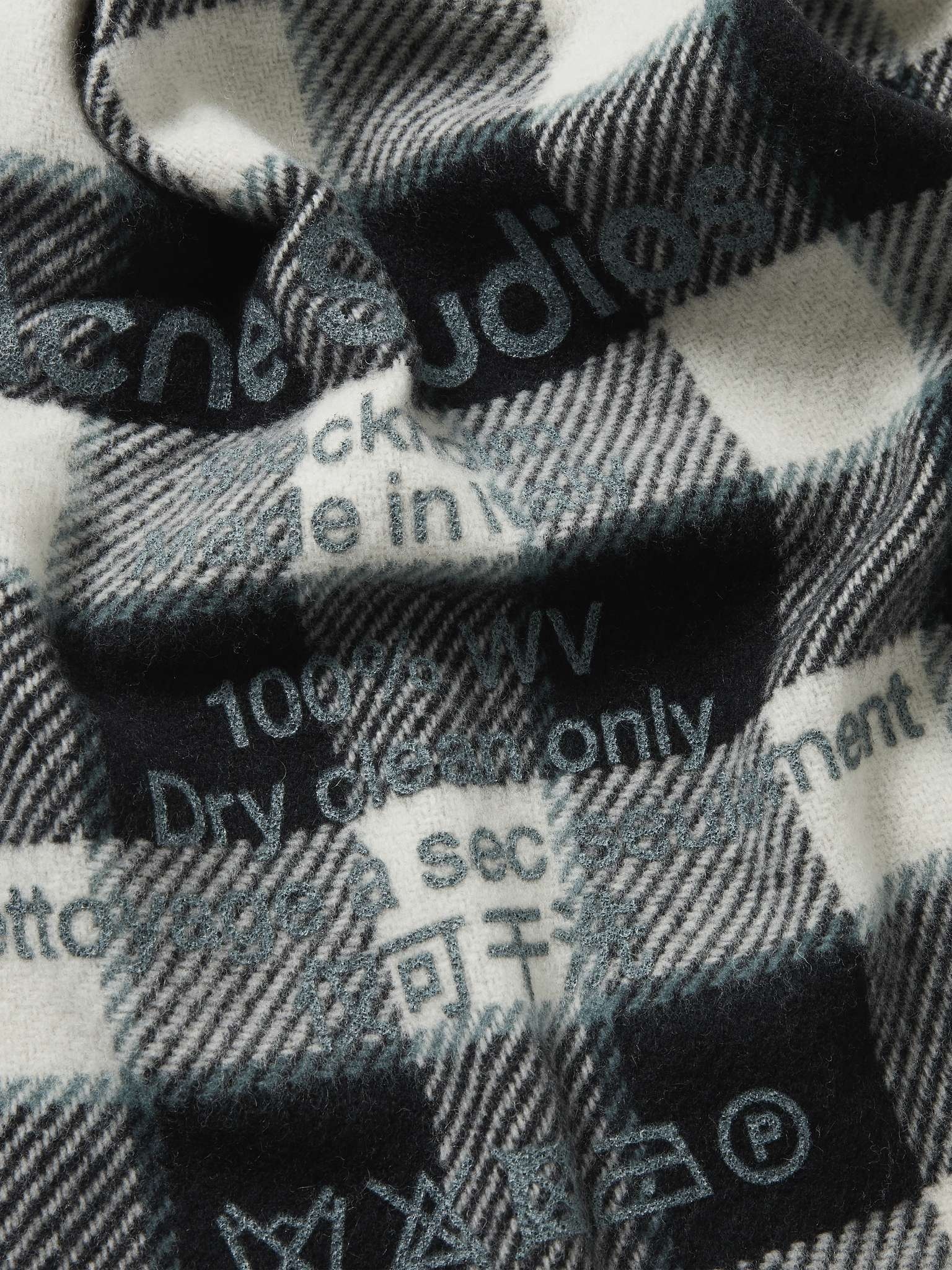 Logo-Print Checked Wool Scarf - 3