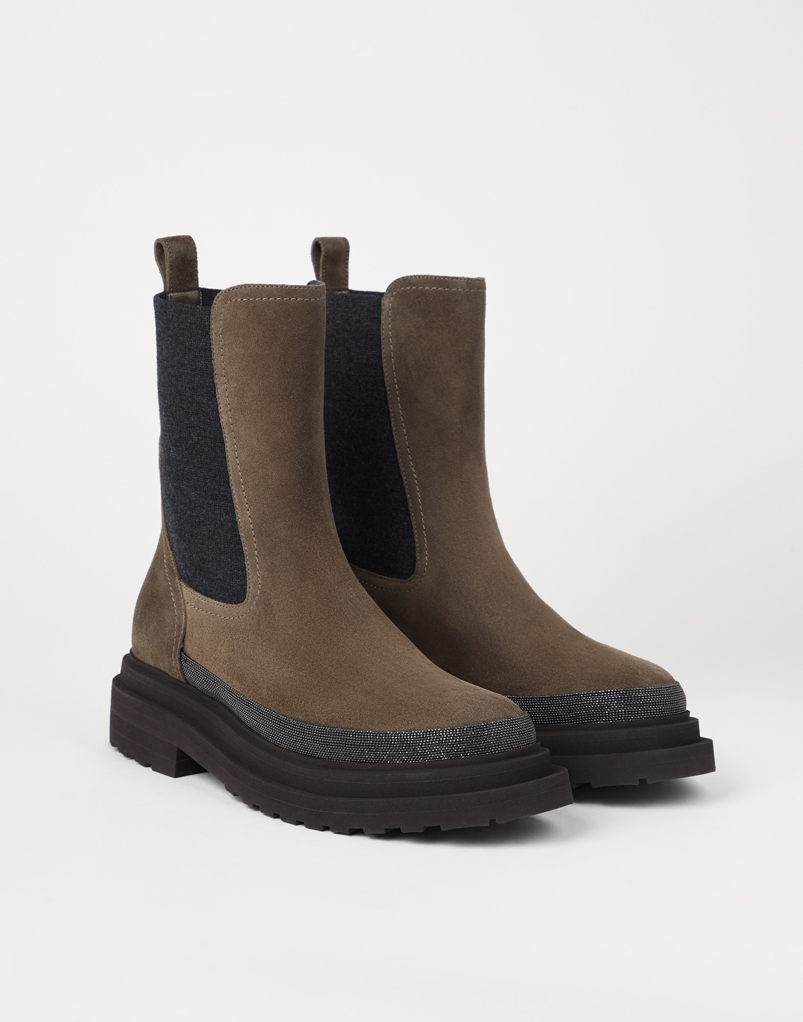 Suede Chelsea boots with precious contour - 1