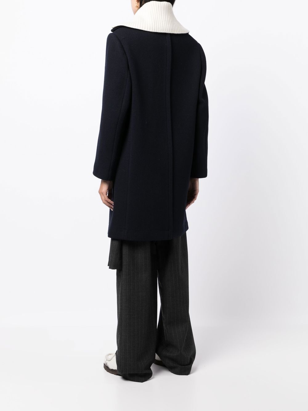 wide-collar single-breasted coat - 4
