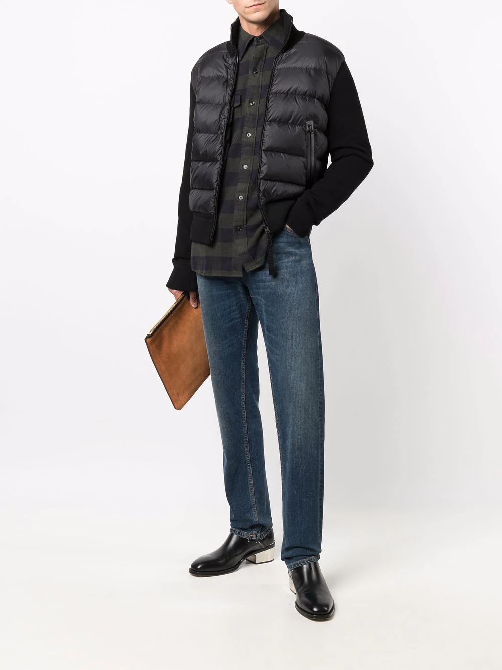 contrasting-sleeves puffer jacket - 2