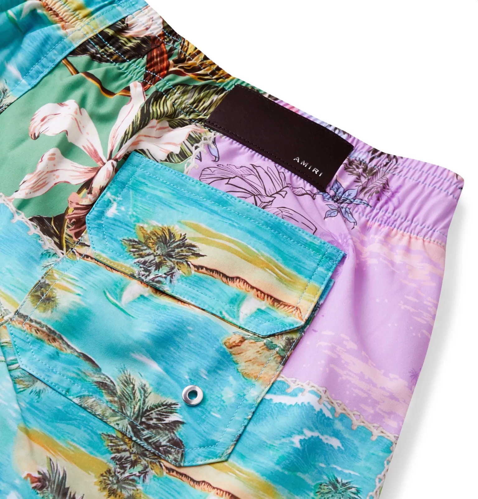 Patchwork Printed Swim Shorts - 4