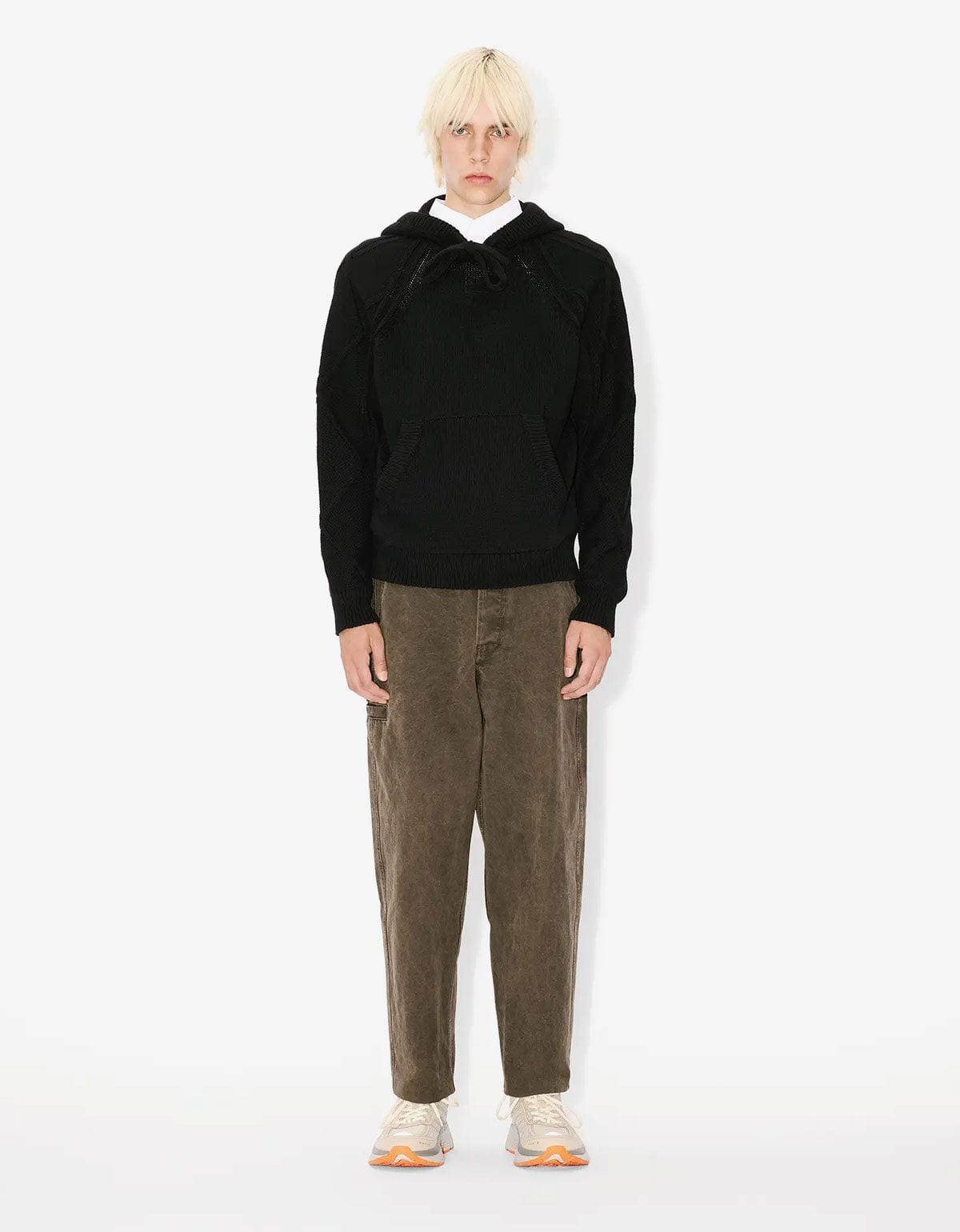 Kenzo Black Hand-Embroidered Cable Knitted Hoodie - 6