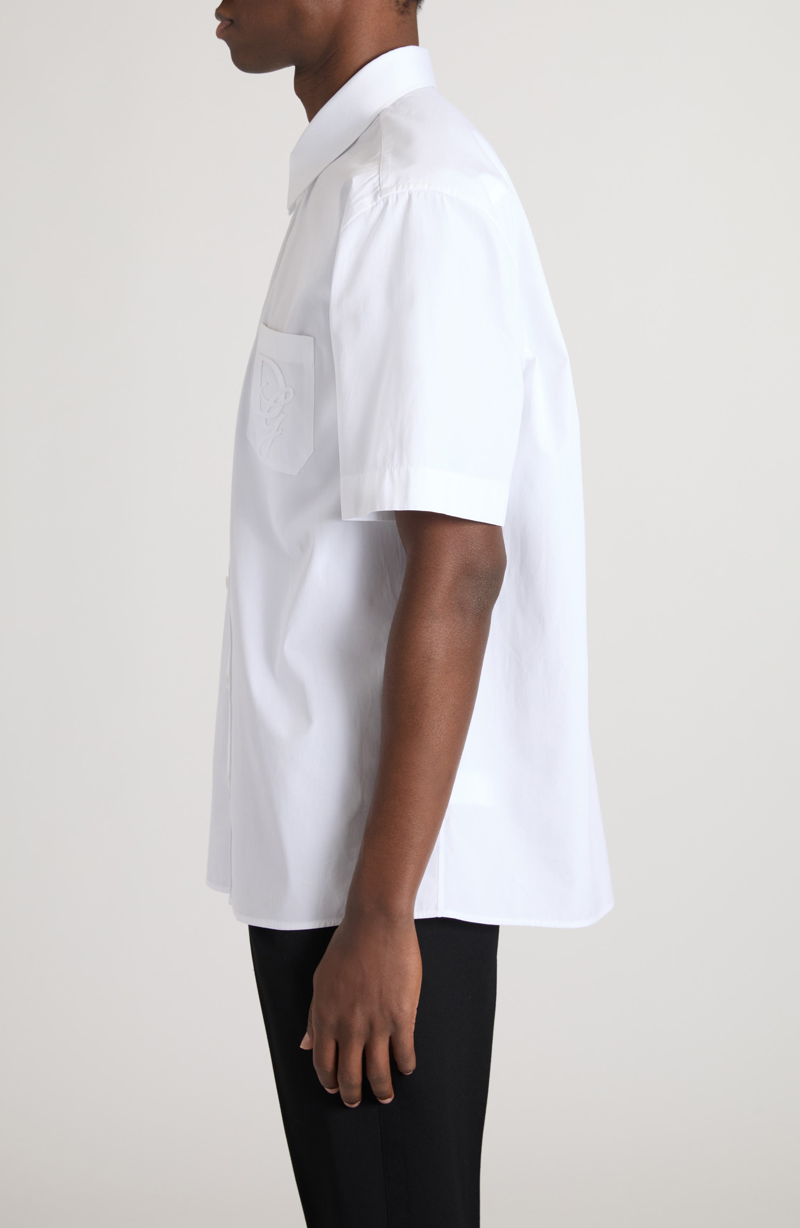 Dolce&Gabbana Logo Cotton Button-Up Shirt in Bianco Ottico at Nordstrom - 4