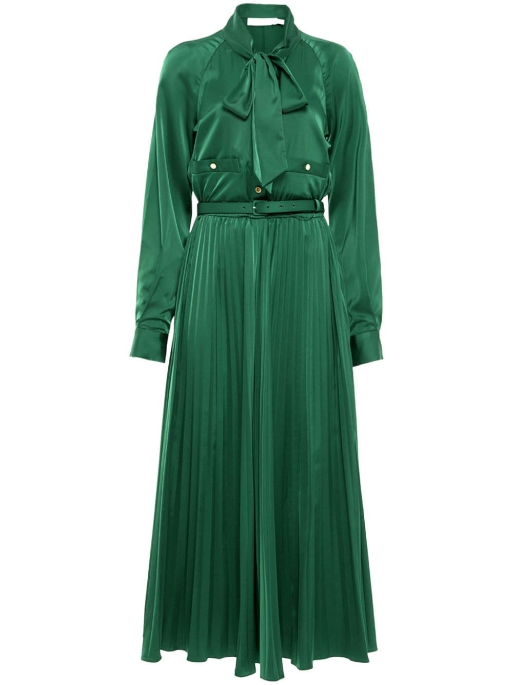 ＜関税込＞Self-Portrait＊グリーンサテン ボウタイミディドレス self-portrait satin midi dress | farfetch | REVERSIBLE
