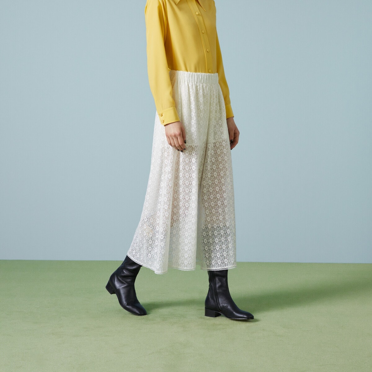 GG floral lace wide leg pant - 5