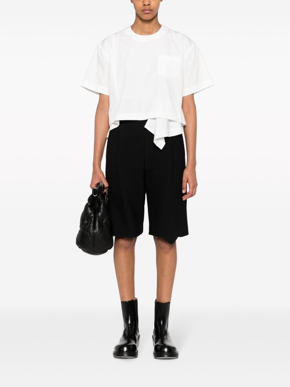 asymmetric poplin T-shirt - 2