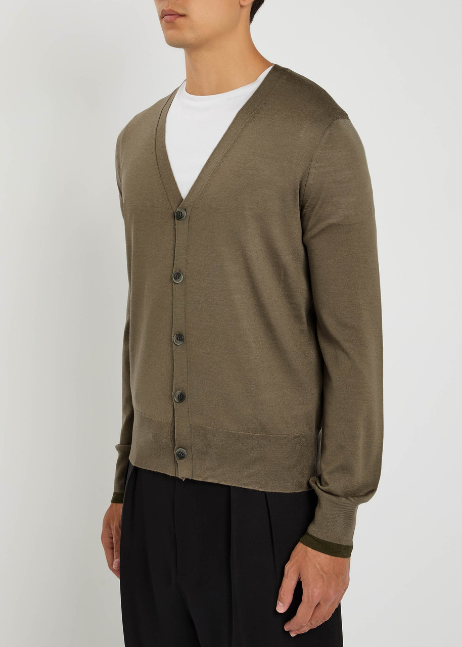 Loewe Logo-embroidered Fine-knit Wool Cardigan - 2
