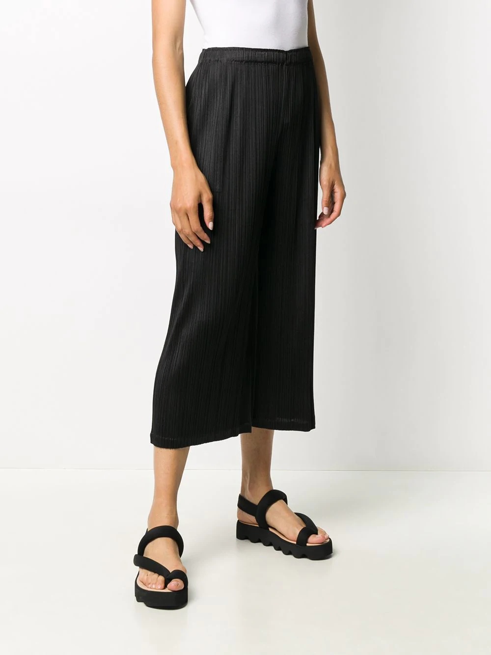 flared pleated crop trousers - 3