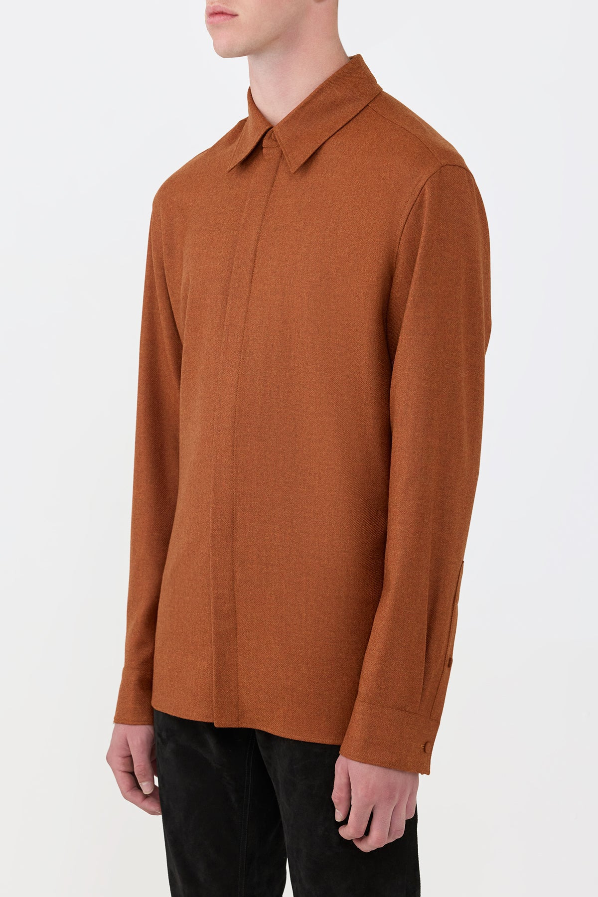 Abbe Shirt in Rust Virgin Wool Cashmere - 3